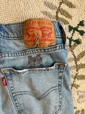 Levi's Light Blue Denim Jeans with Bear Pocket Art